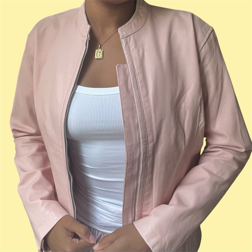 Vintage Hot Leather Light Pink Leather Jacket (S)
